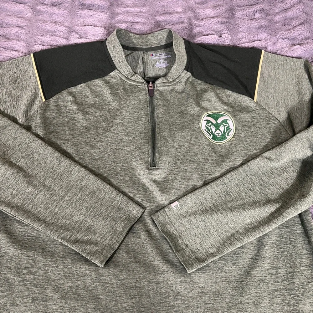 Champion Colorado State Rams 1/4‎ Zip Pullover Mens XL Green Heathered AP369